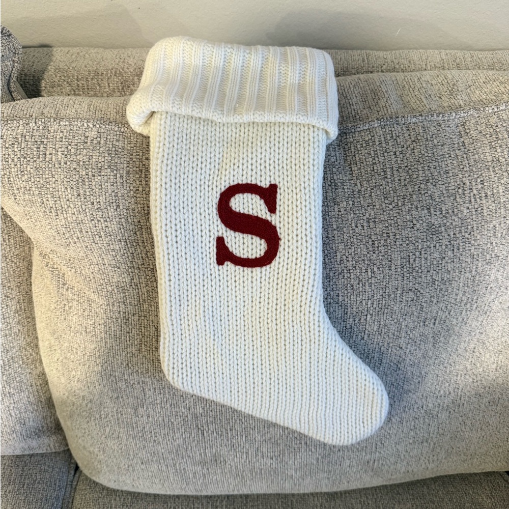 Wondershop White Knit Stocking with Red Initial S